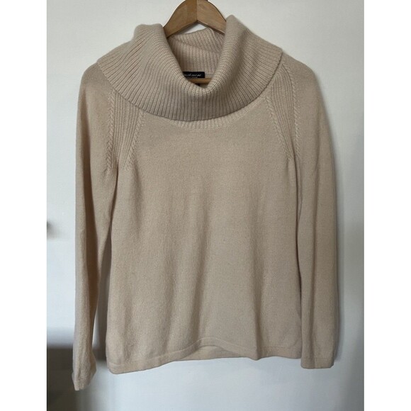 Lord And Taylor Cream Cowl Neck 100% Cashmere Sweater Size Small - Picture 1 of 7